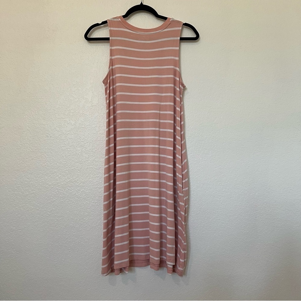 2/$30 Time and Tru Jersey Knit Sleeveless Dress Pink and White Stripe SZ M 8-10 - Picture 5 of 11